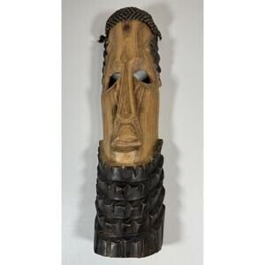 Vintage Pier 1 Imports Hand Carved Zimbabwe Collection Wooden Makalunga Mask